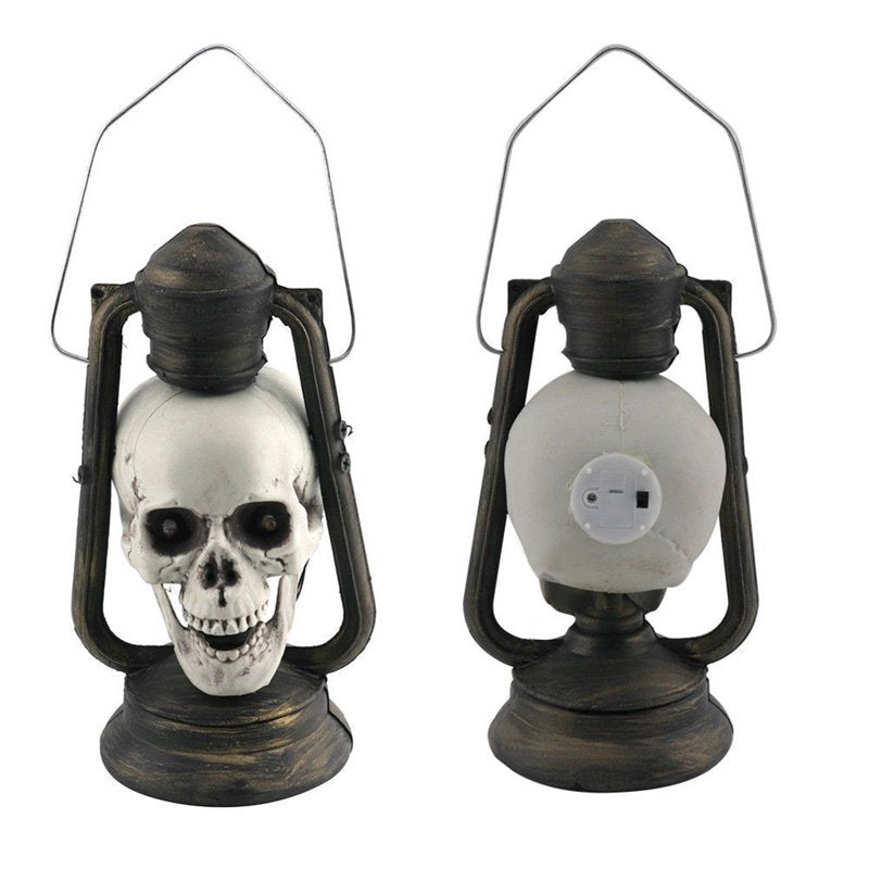 Halloween Skull Lantern with LED Lights Red Eyes Spooky Decor