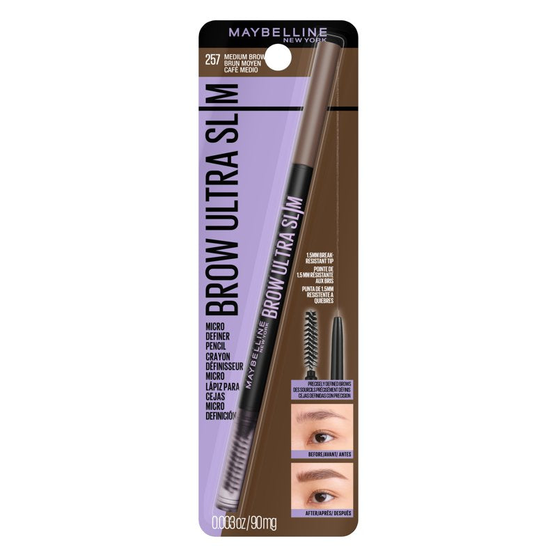 Ultra Slim Eyebrow Pencil with Spoolie, 1.5mm Precision Tip