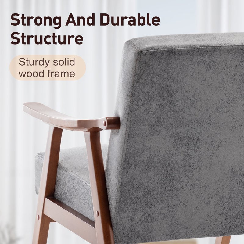 Mid-Century Modern Accent Chair with Solid Wood Legs - Multiple Colors