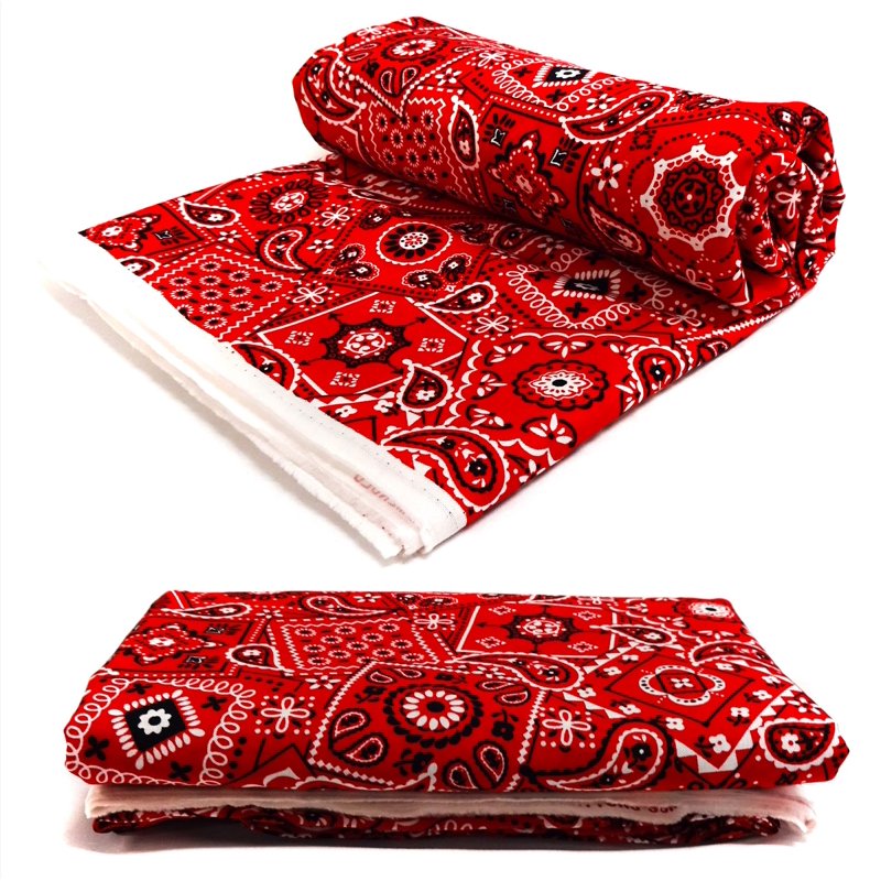 Cotton Bandana Fabric - 3 Yards Red Printed Craft & Sewing Material