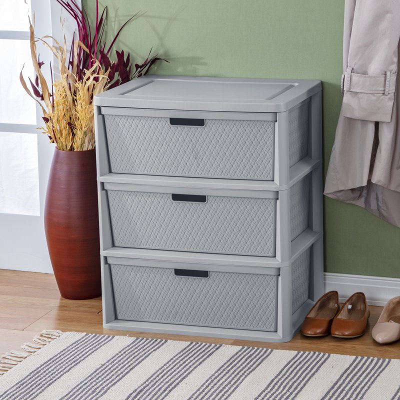 3-Drawer Plastic Storage Tower with Removable Bins - Gray, Single Variation