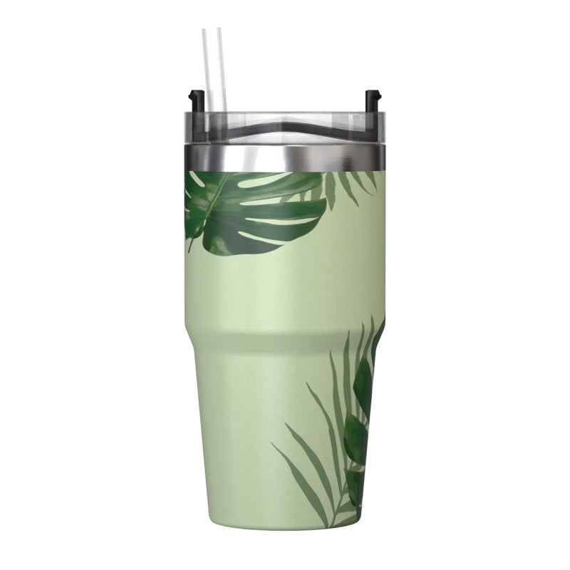 20 Oz Stainless Steel Insulated Tumbler with Straw - Tropical Green