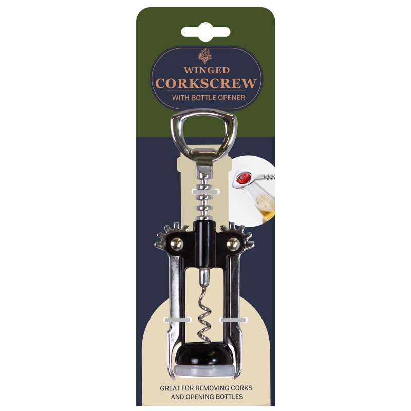 Winged Corkscrew with Bottle Opener - Single