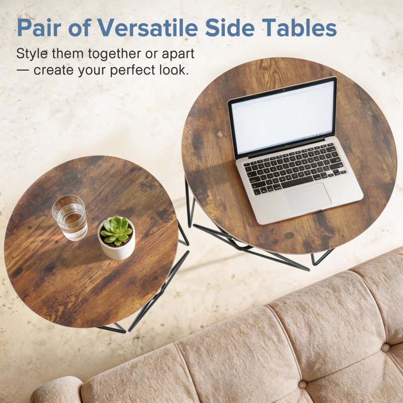 Small Round Nesting Coffee Table Set - Space-Saving Design