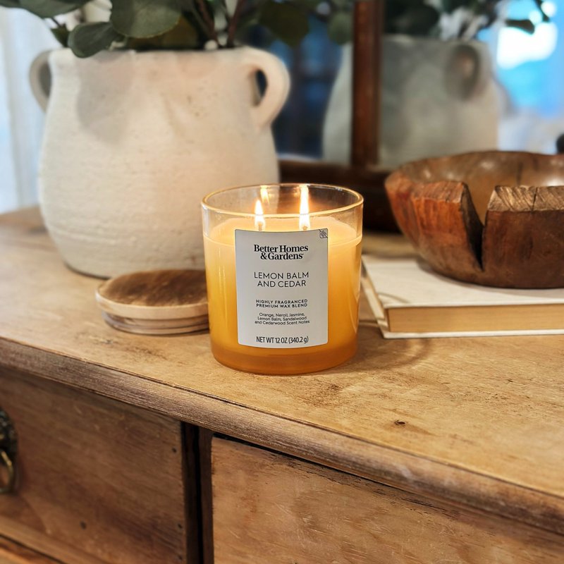 Lemon Balm and Cedar Scented 2-Wick Ombre Jar Candle - 12 oz
