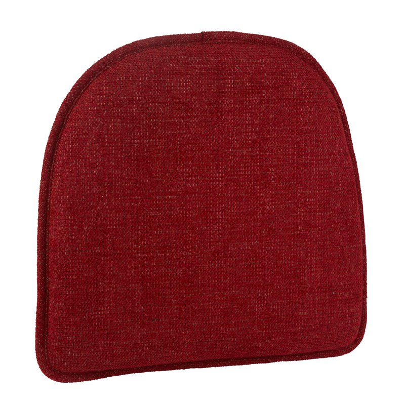 Non-Slip 15" x 16" Chenille Chair Cushions - Set of 4, Red