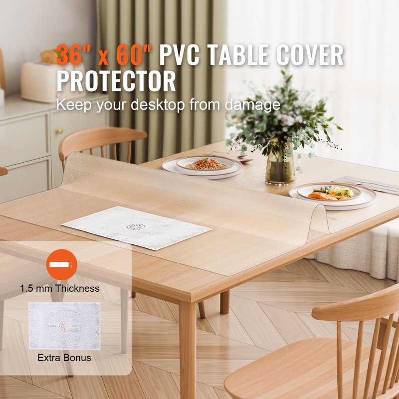 Frosted Desk Protector - 36x60 in, 1.5mm Thick, PVC