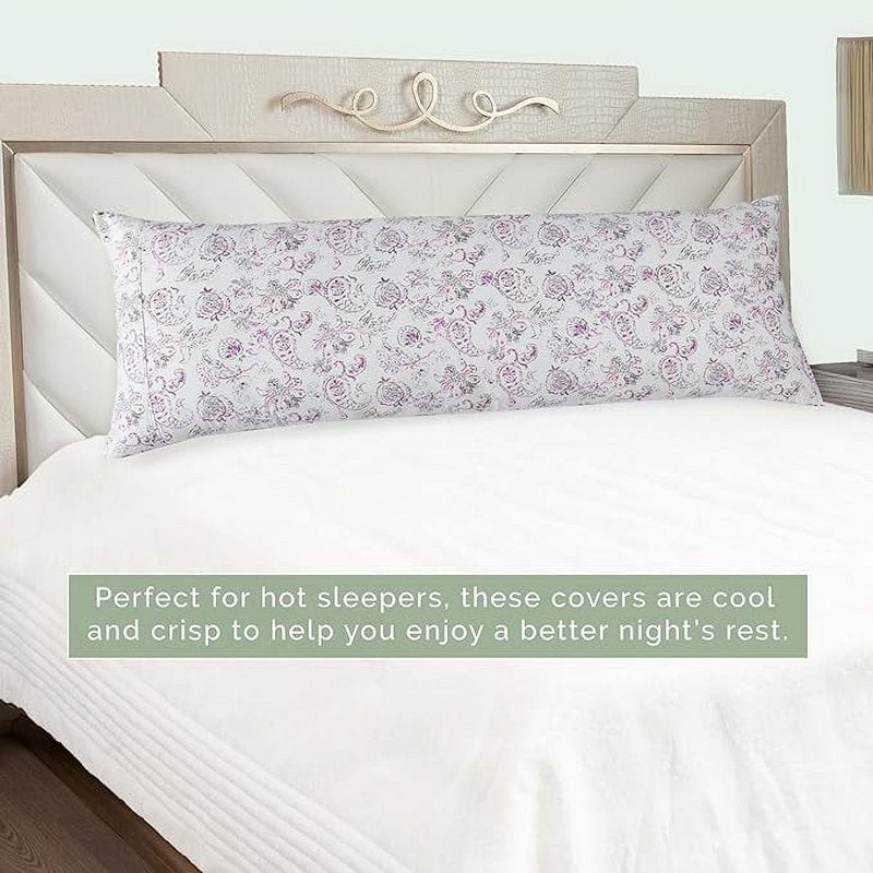 Elegant Comfort Floral Pint Pillowcase - Purple Paisley Microfiber Hotel Quality, 21x54 Body Pillow Cover with Hidden Zipper - Variation of Paisley Purple