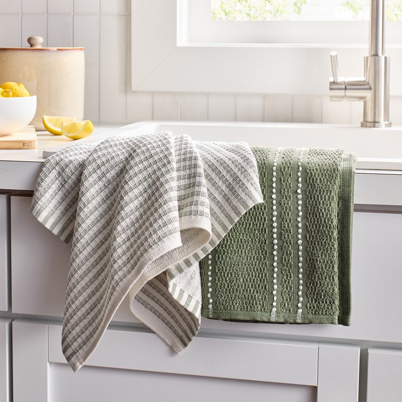 Cotton Waffle Kitchen Towels 2-Pack - Dark Cilantro