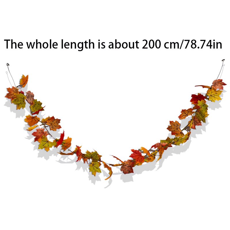 Autumn Maple Leaf Garland Thanksgiving Decor H - 78.7 Inch Artificial Fall Wreath for Door Wall Window