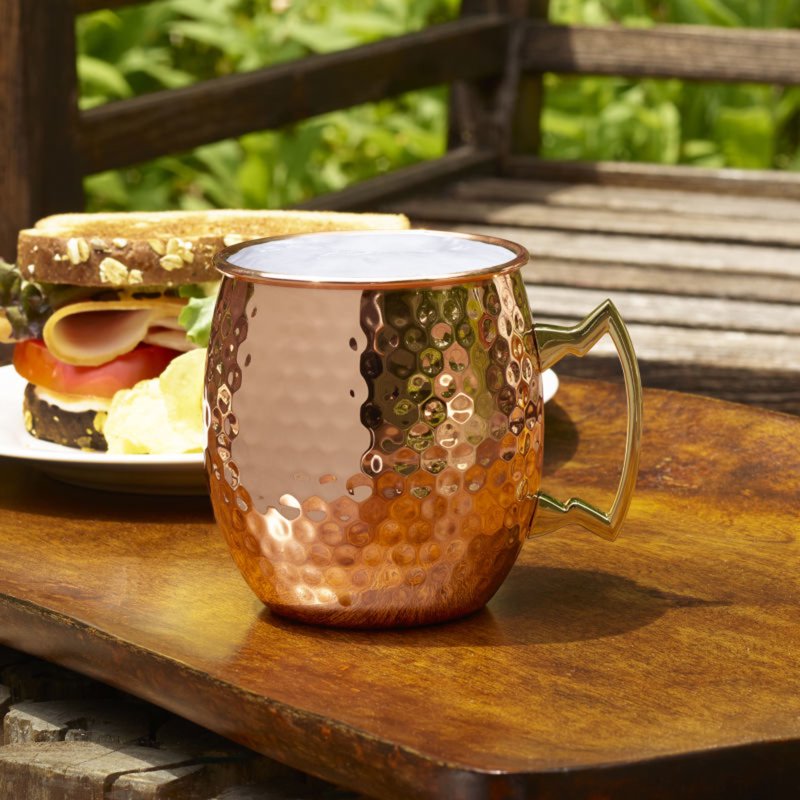 18-Ounce Hammered Moscow Mule Mug - Copper Plated Stainless Steel