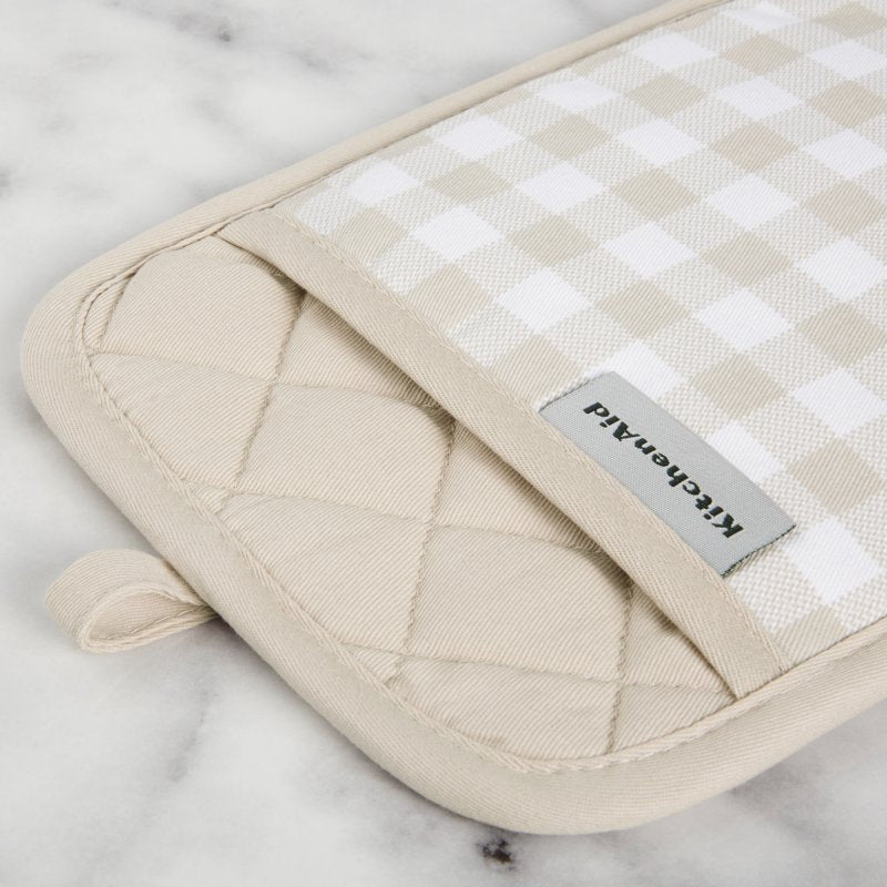 Gingham Pot Holder Set - Milkshake Tan, 7x10 inches, 2-Pack