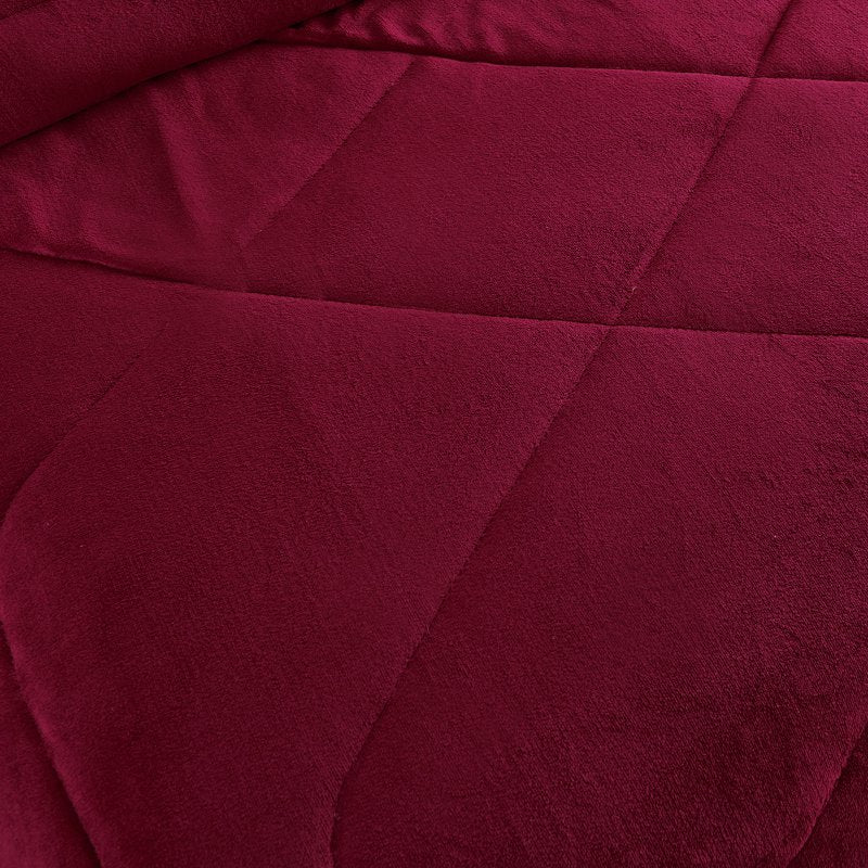 Queen Sherpa Fleece Bed Blanket 3-Piece Set - Thick Warm Burgundy, 75 x 83 Inches - Variation: Full/Queen, Red