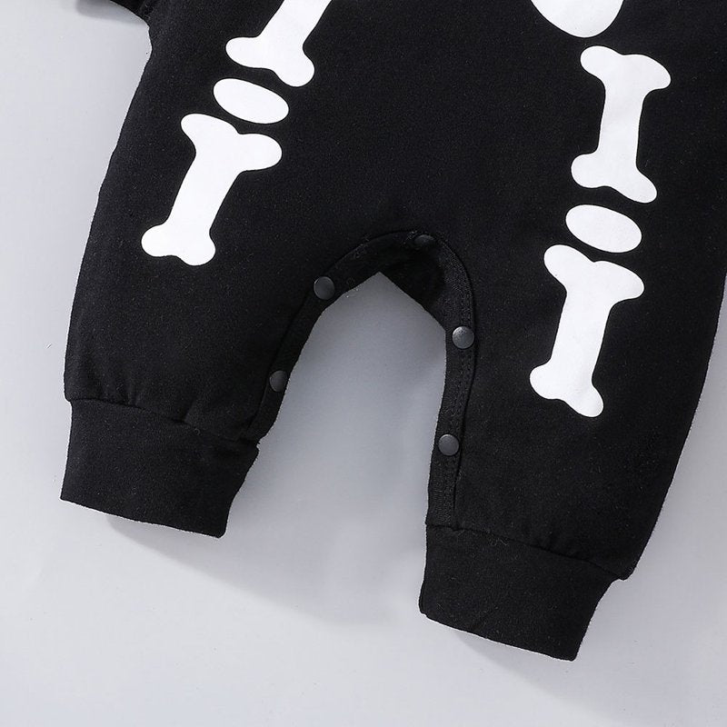 Baby Halloween Skeleton Costume Set for 3-6 Months - Pink & Black Jumpsuit with Hat