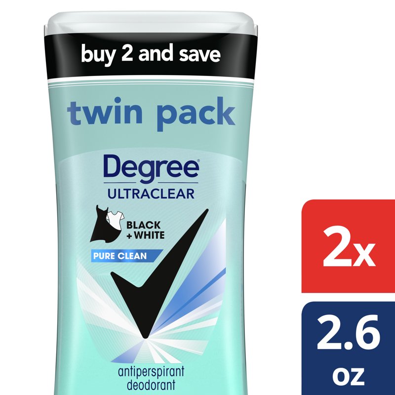 Ultra Clear Long Lasting Women's Antiperspirant Deodorant Stick - Twin Pack, Pure Clean, 2.6 oz