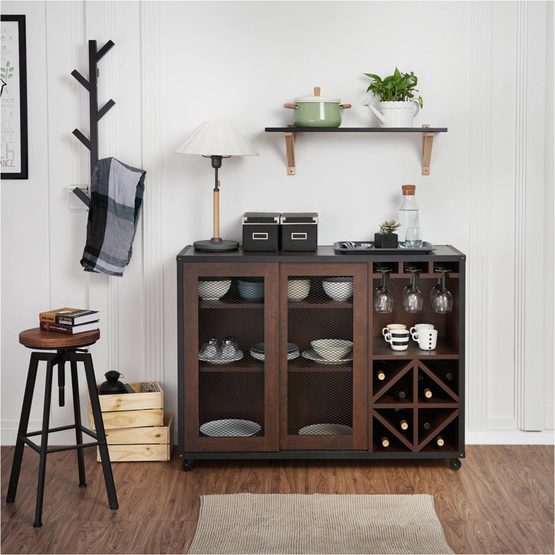 Industrial Multi-Storage Dining Buffet - Vintage Walnut