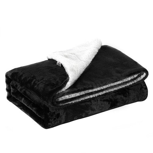 JML Warm Sherpa Reversible Fleece Throw Blanket - Black, Standard, Throw