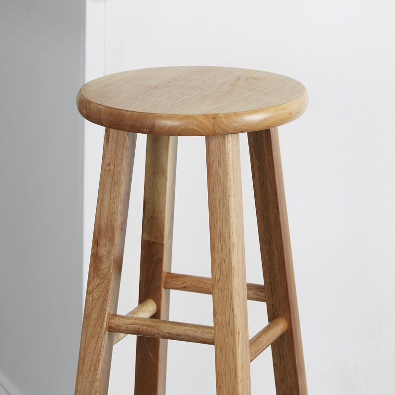 29" Natural Wood Backless Barstool - Fully Assembled
