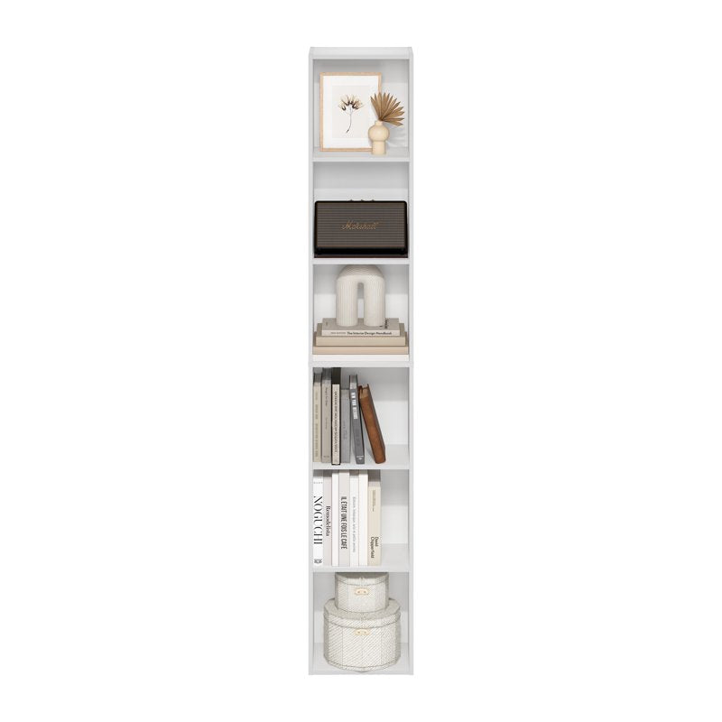 6-Tier Open Shelf Bookcase - Slim Design for Home & Office