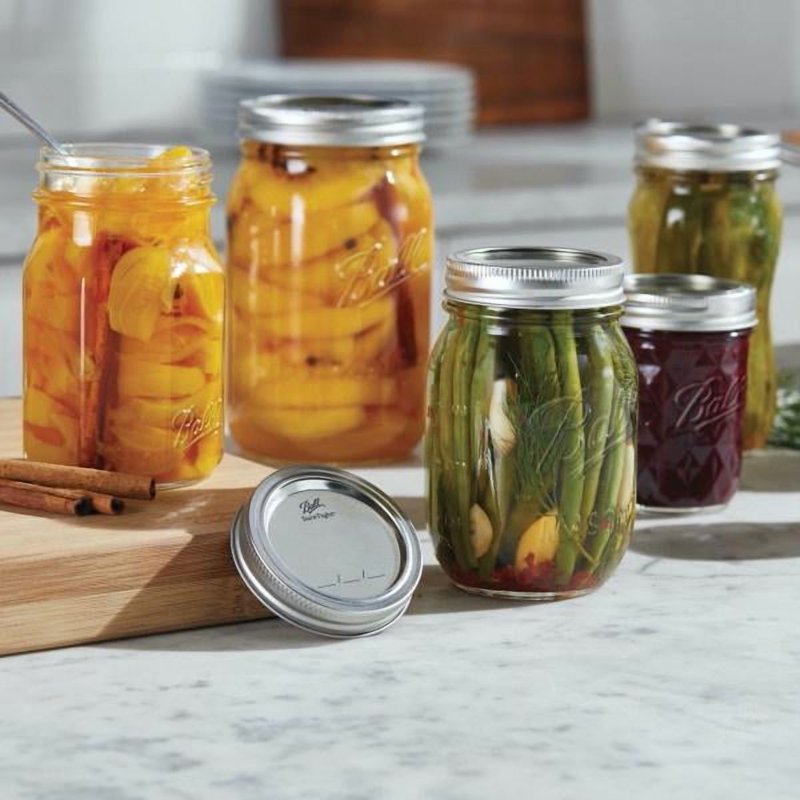 32 oz Wide Mouth Glass Mason Jars with Lids - 12 Count