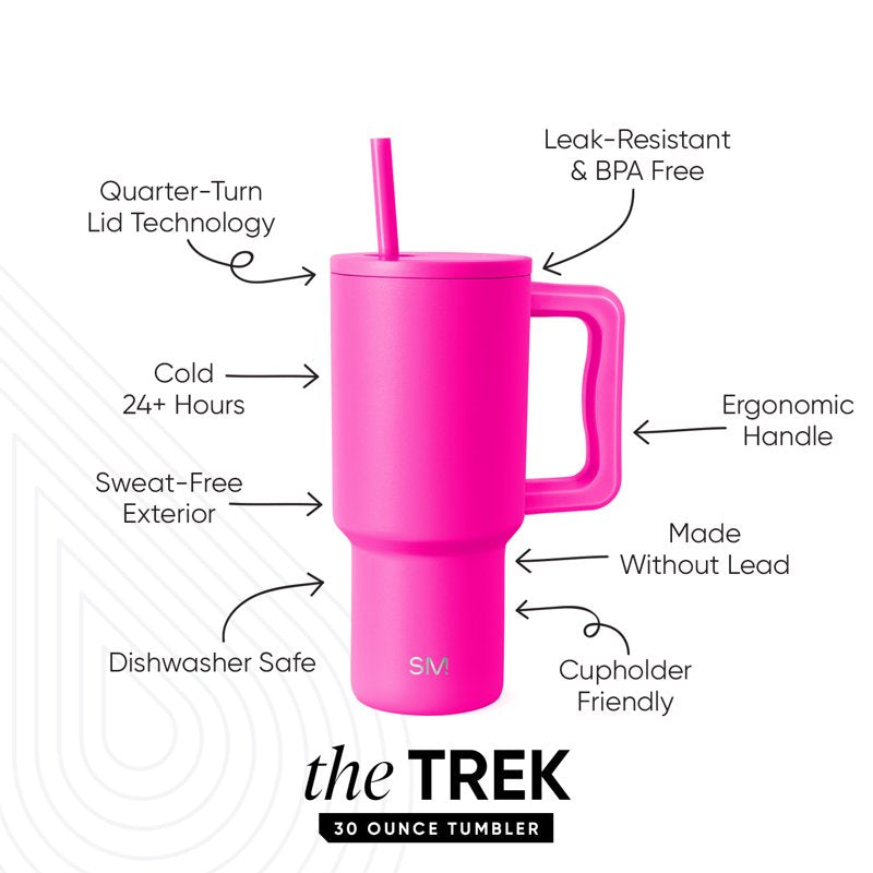 30 oz Insulated Stainless Steel Trek Tumbler with Straw Lid - Raspberry Vibes
