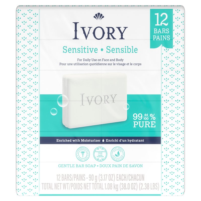 Sensitive Skin Bar Soap - Fragrance Free, 3.17 oz, 12 Count Pack