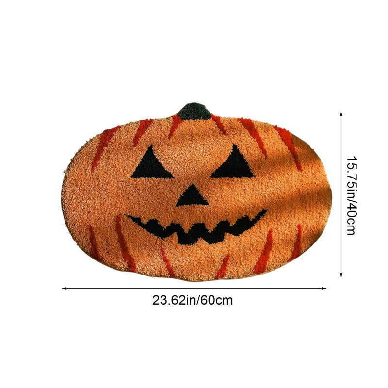 Halloween Pumpkin Rugs - Fall Themed Doormat for Living Room & Kitchen - Orange B - 15.75×23.62in