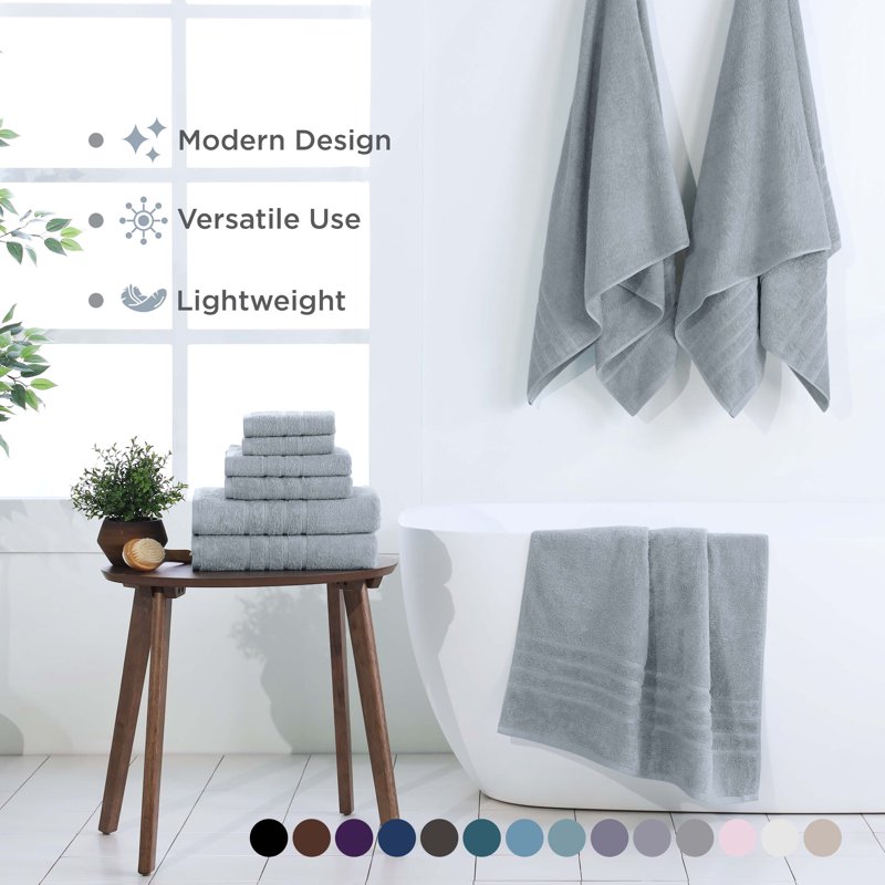 Martex 6-Piece Cotton Towel Set - Soft & Absorbent Bath Towels - Spa Blue