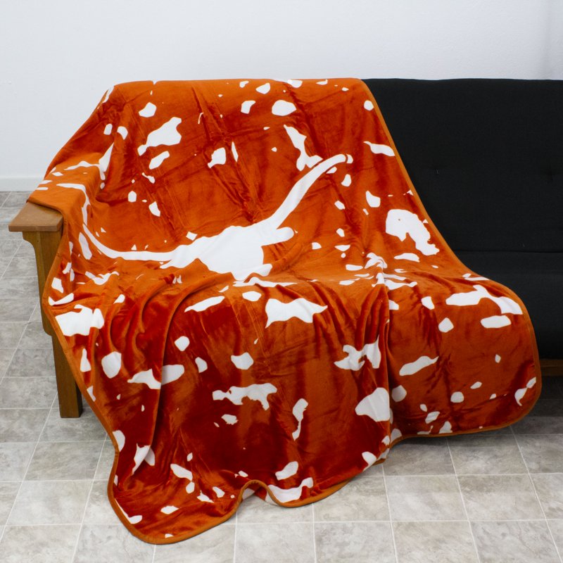 College Covers Texas Longhorns Raschel Throw Blanket - Twin Bedspread, 84x54 Inches - Sports Fan Gift