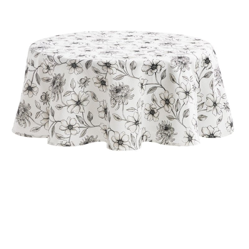 Floral Printed Fabric Tablecloth - 70 in Round, Multicolor