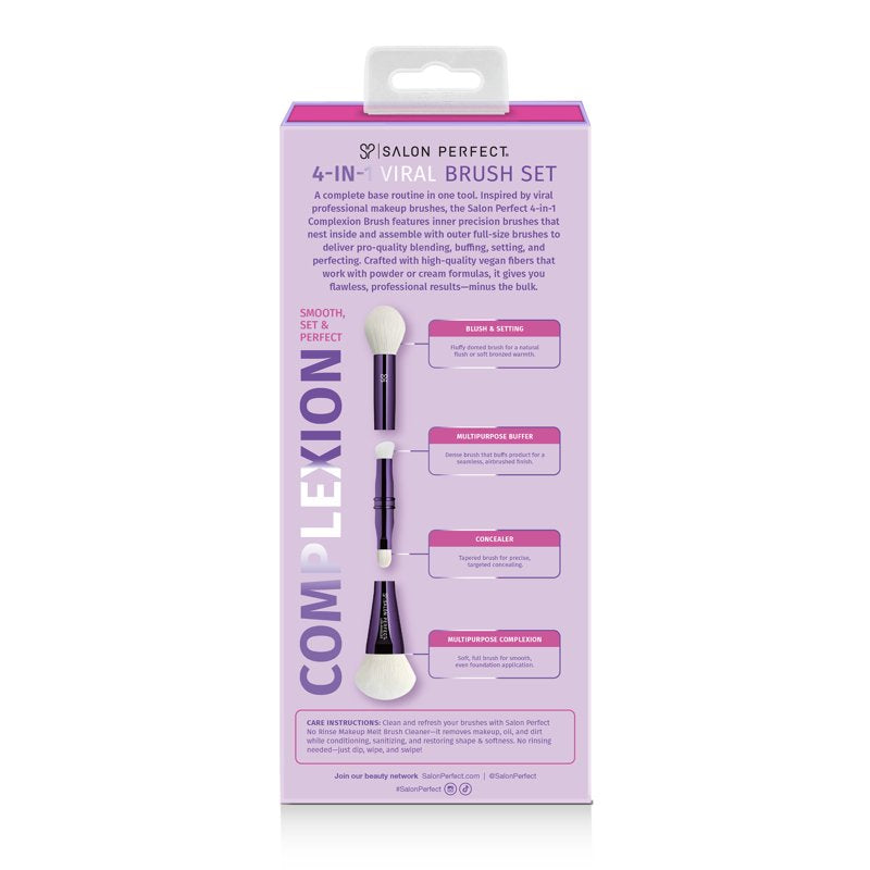 4-in-1 Professional Makeup Brush Set - Vegan Synthetic Complexion Tool