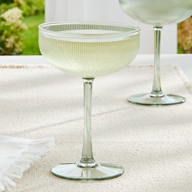 Green Ribbed Tritan Coupe Glass - 11 oz Durable Drinkware
