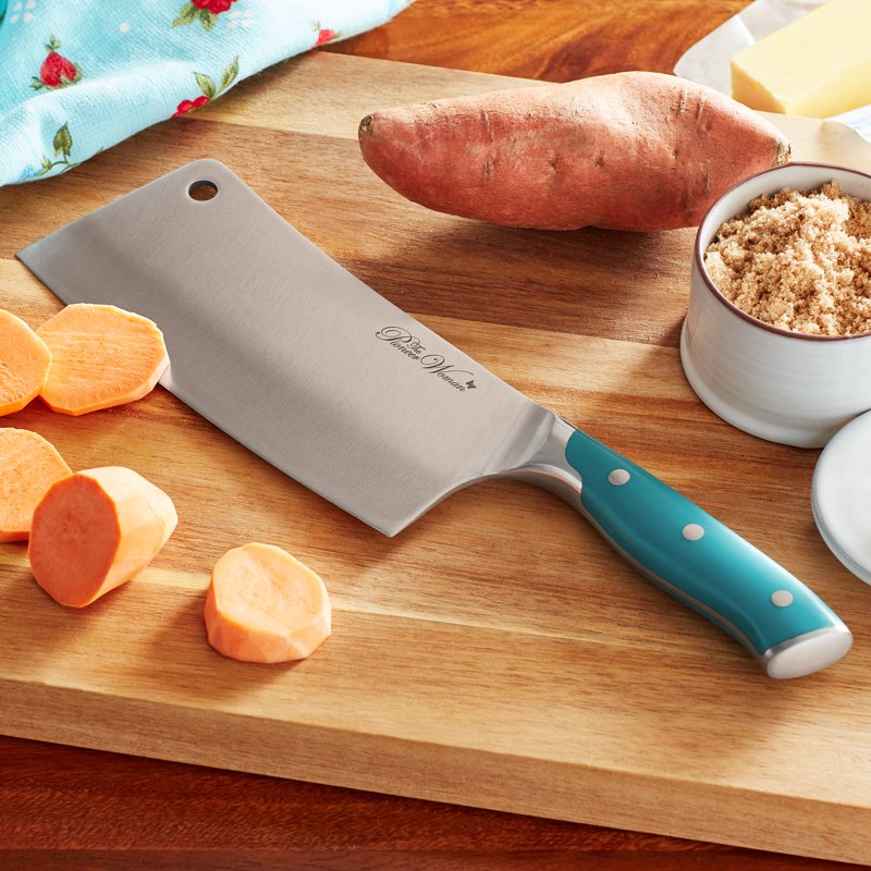 7-Inch Stainless Steel Cleaver Knife - Teal