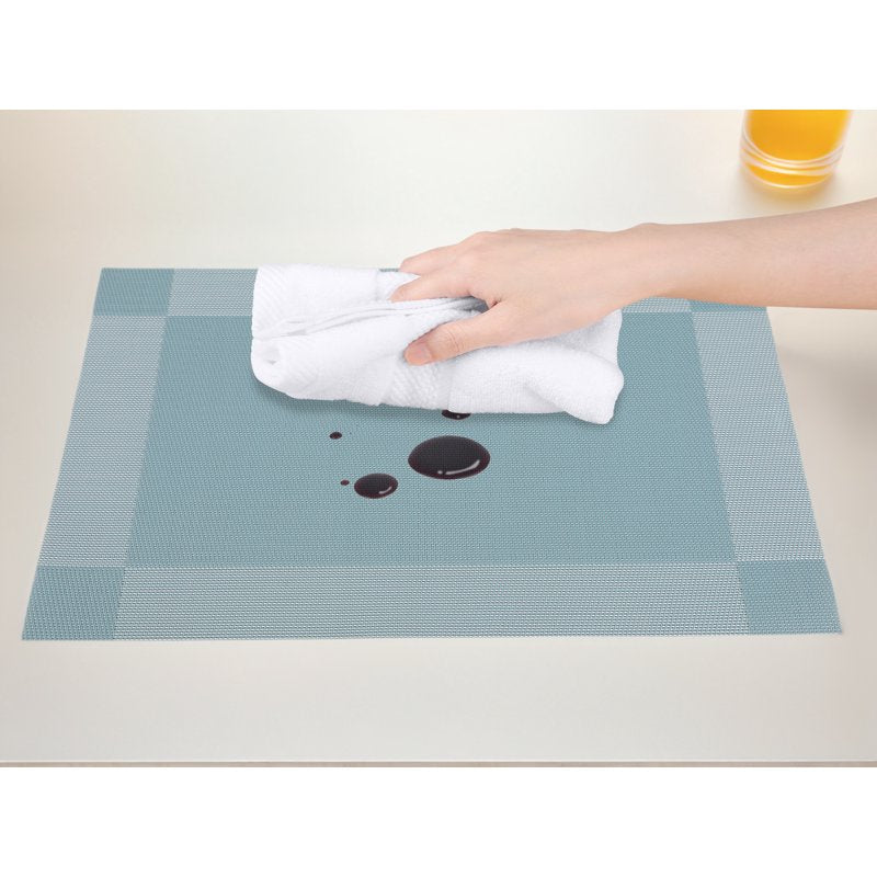 Washable Heat Resistant Table Placemats - Blue, 18x12in, Set of 8
