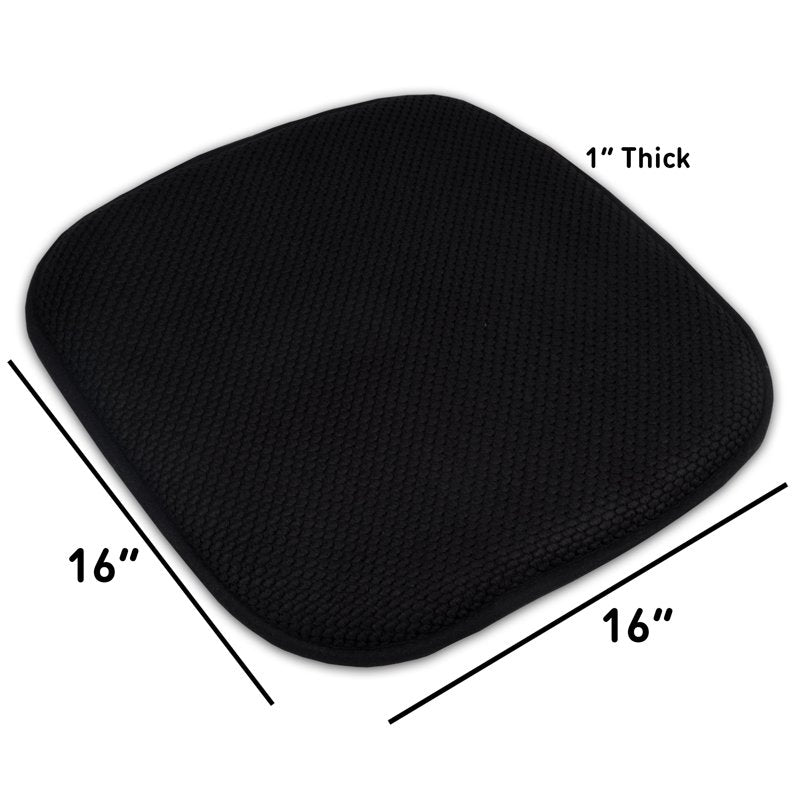 Memory Foam Chair Pads - Non-Slip Back, 16" x 16", 6-Pack - Black