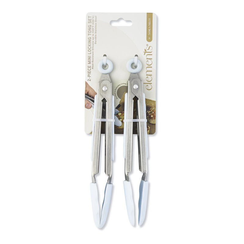 Mini Silicone Locking Tongs Set - 2 Piece Light Blue