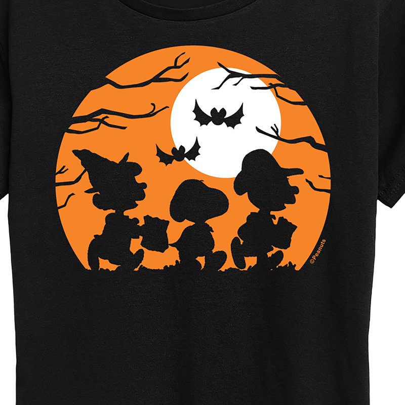 Peanuts Trick Or Treat Silhouettes Women's Short Sleeve T-Shirt Black L