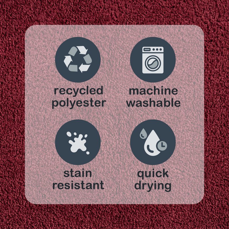 Mainstays Basic Polyester Bath Rug - Red, 20 x 32 Inches, Non-Slip