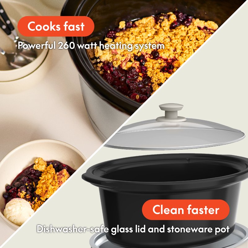 6 Qt Manual Slow Cooker with 3 Temperature Settings - Oatmilk