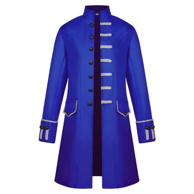 Mens Steampunk Tailcoat Gothic Costume Blue 3XL Vintage Renaissance Frock Coat