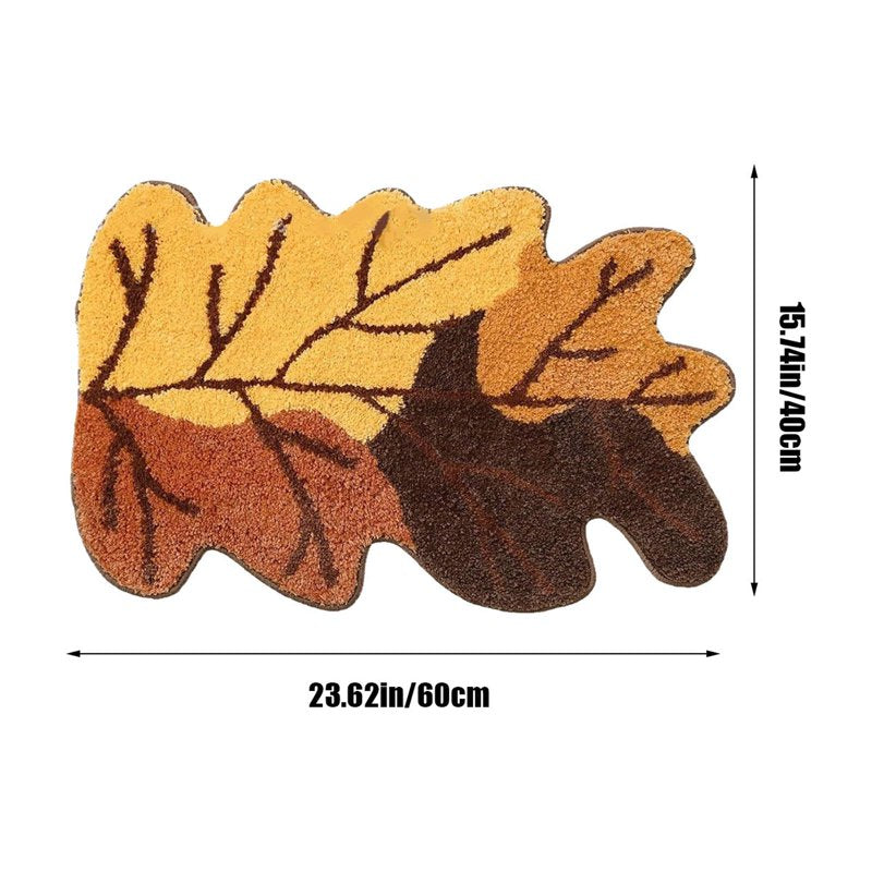Fall Maple Leaf Doormat - Imitation Wool, Absorbent, Non-Slip, 15.75x23.62in - Yellow Variation