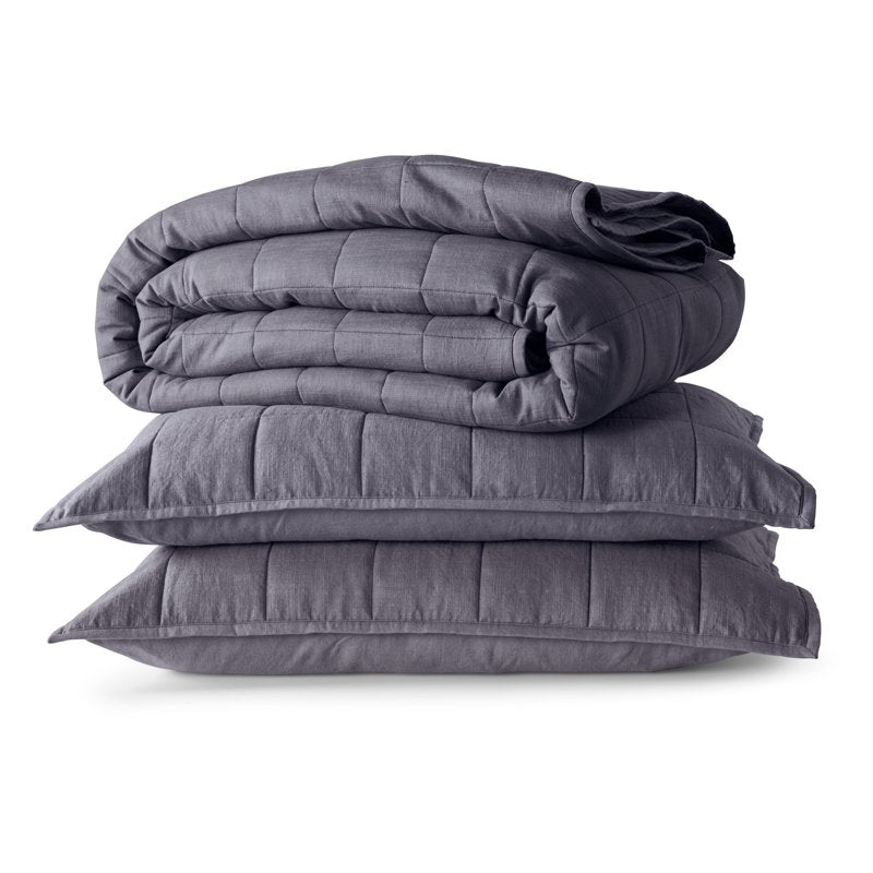 Allswell Cotton Linen Blend Quilt Set - Full/Queen, Shark Grey