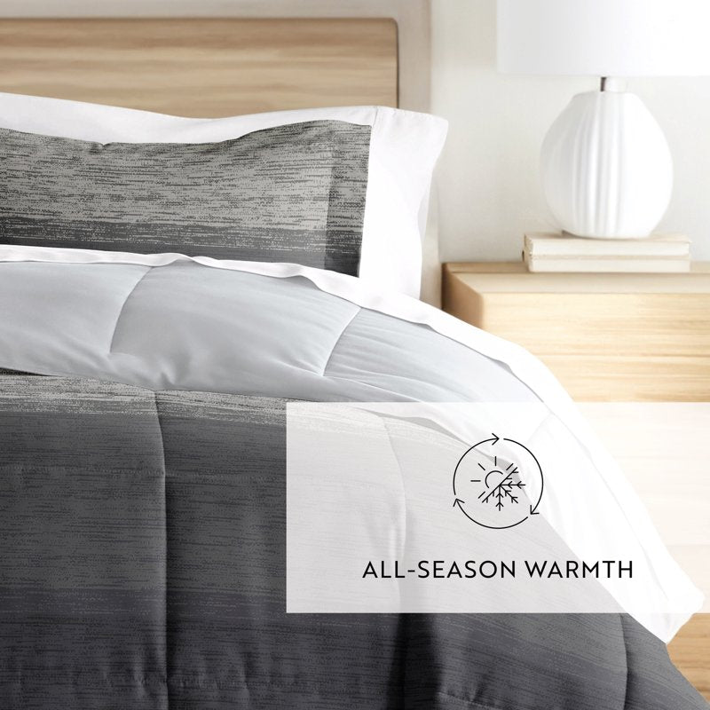King Ombre Gray Comforter Set - 3-Piece Hypoallergenic Microfiber Bedding