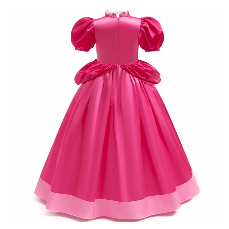 Pink Princess Dress for Girls 7-8Y - Puff Sleeve Tulle Gown Fancy Costume