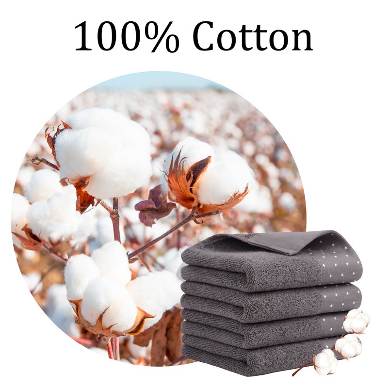Taupe Gray Cotton Hand Towel Set - 600 GSM Absorbent 14 x 30 Inches, 4 Pieces