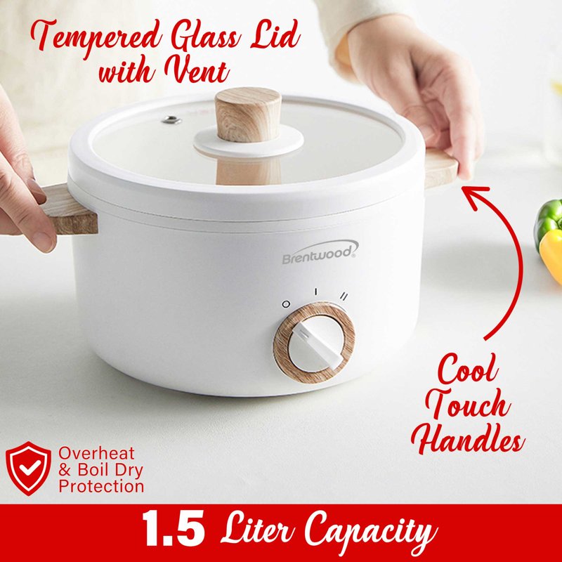 1.6-Qt. Multi-Function Electric Hot Pot Cooker with Steamer & Non-Stick Pot