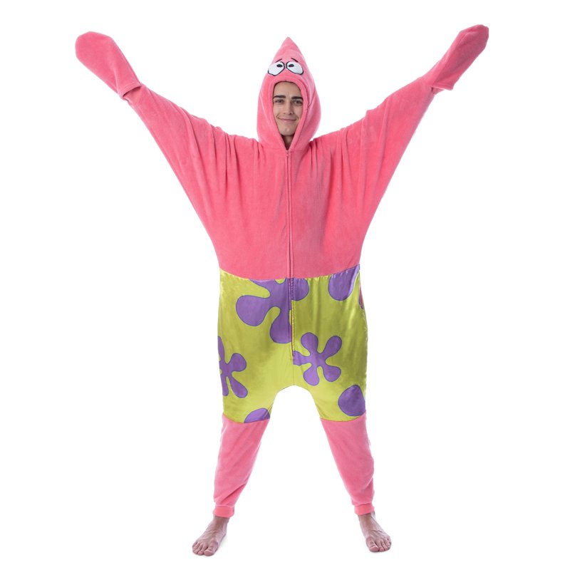 Pink Patrick Star Hooded Union Suit Pajama - Men's SpongeBob Sleepwear 2X/3X