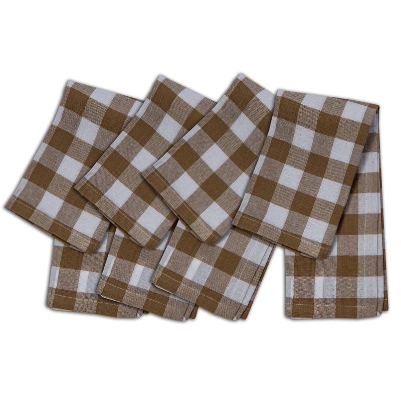 Buffalo Check Napkin Set - 100% Cotton, Sand Color (Set of 4)