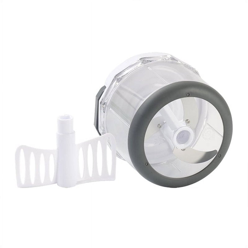 Quick Pull Chopper - 1qt, BPA-Free, Stainless Steel Blades, White & Grey