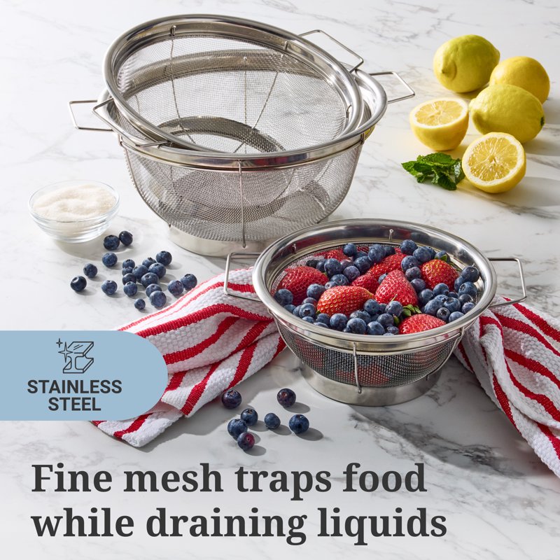 Fine Mesh Sieve Set - 3-Piece Stainless Steel Colanders